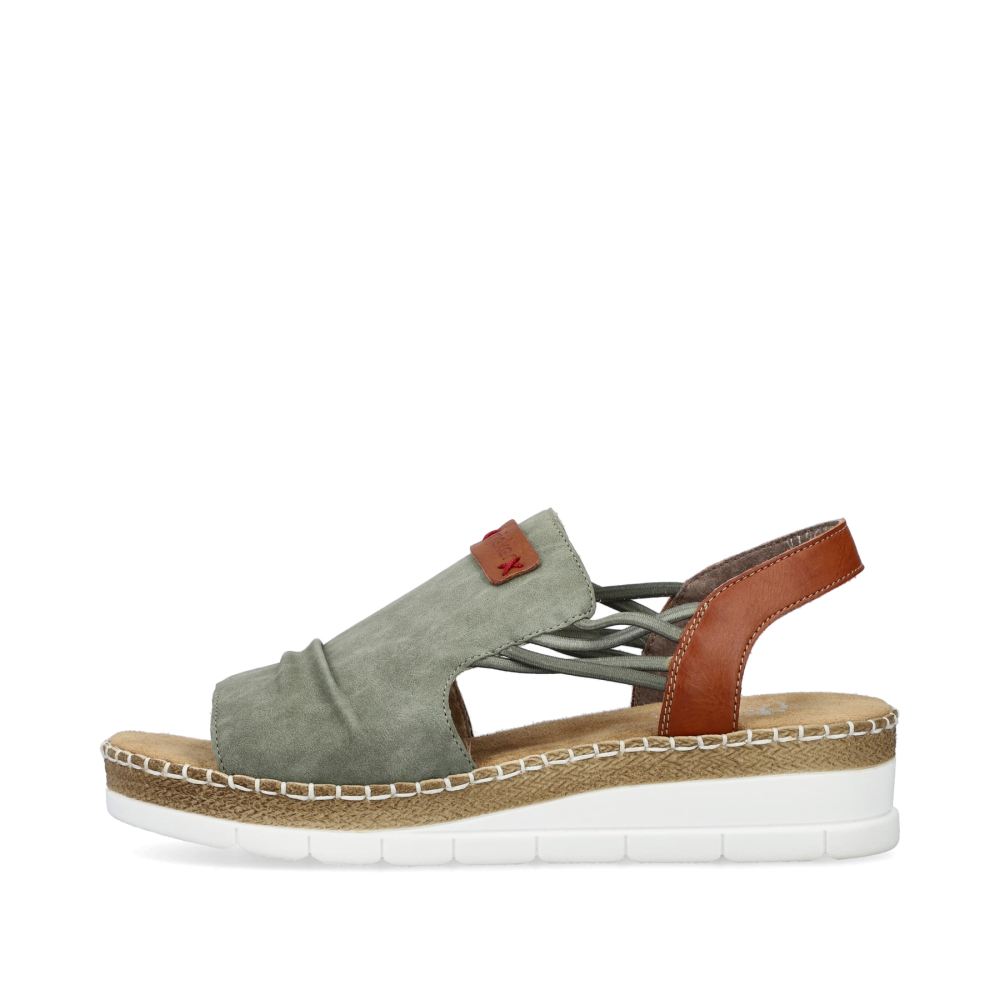 Rieker Women's Wedge Sandals Khaki Green