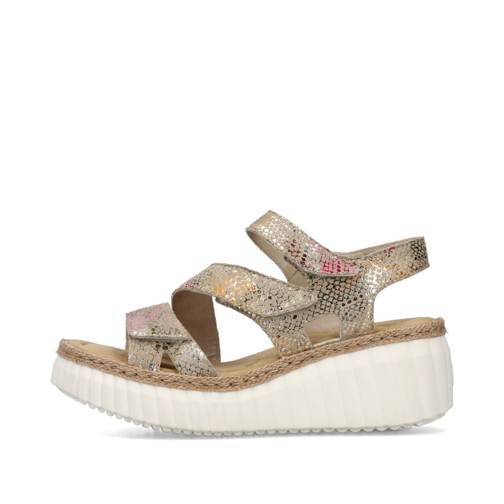 Rieker Women's Wedge Sandals Multi-Bronze Metallic