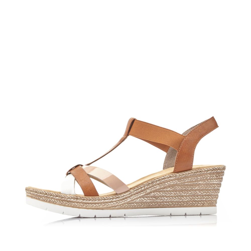 Rieker Women's Wedge Sandals - Coffee Brown