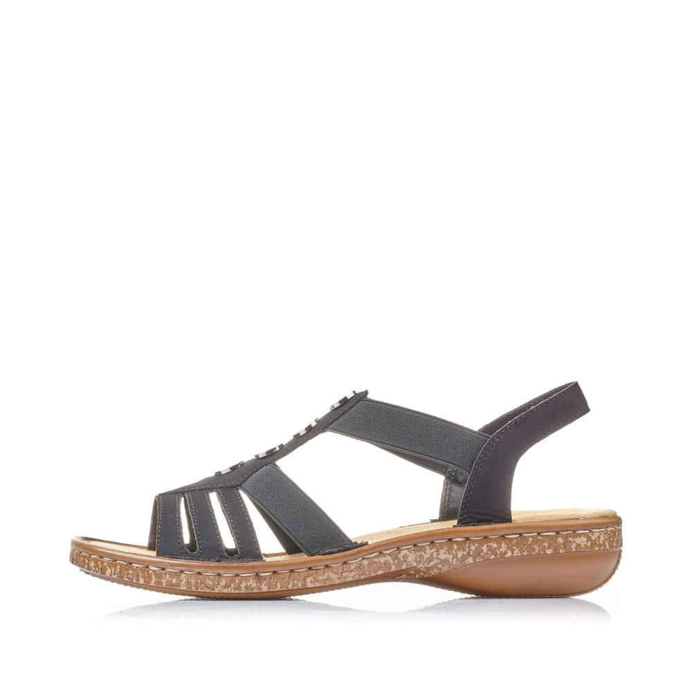 Rieker Women's Strappy Sandals - Night Black
