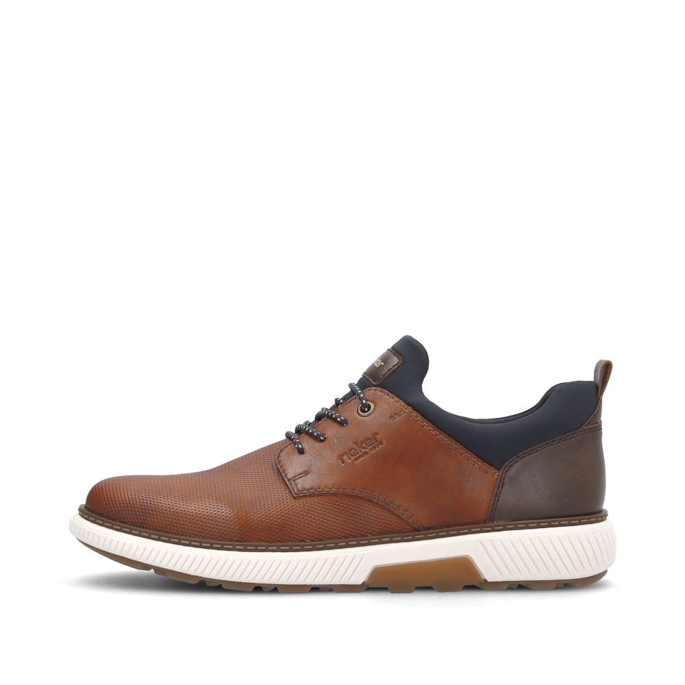 Rieker Men's Slippers - Nut Brown/Navy Blue