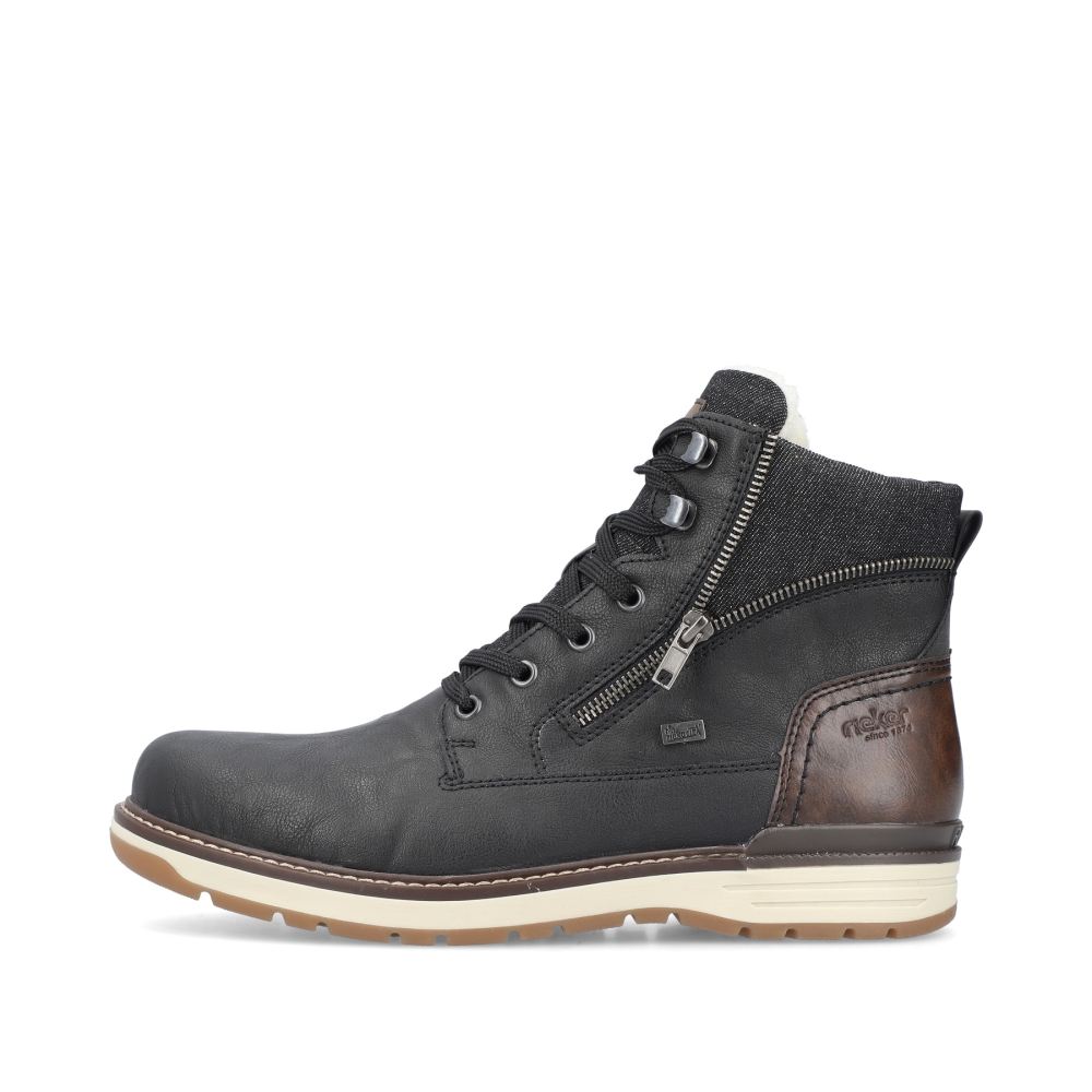 Rieker Men's Lace-Up Boots - Night Black