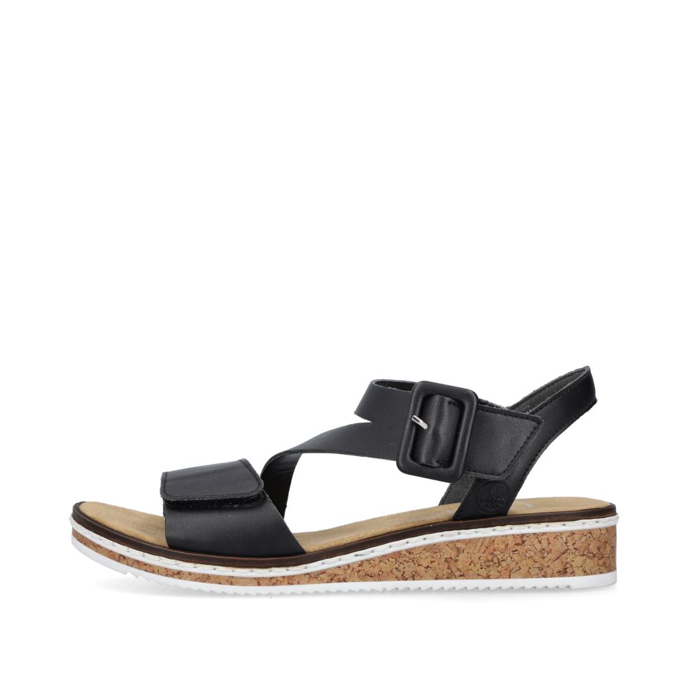 Rieker Women's Wedge Sandalsmatte Black