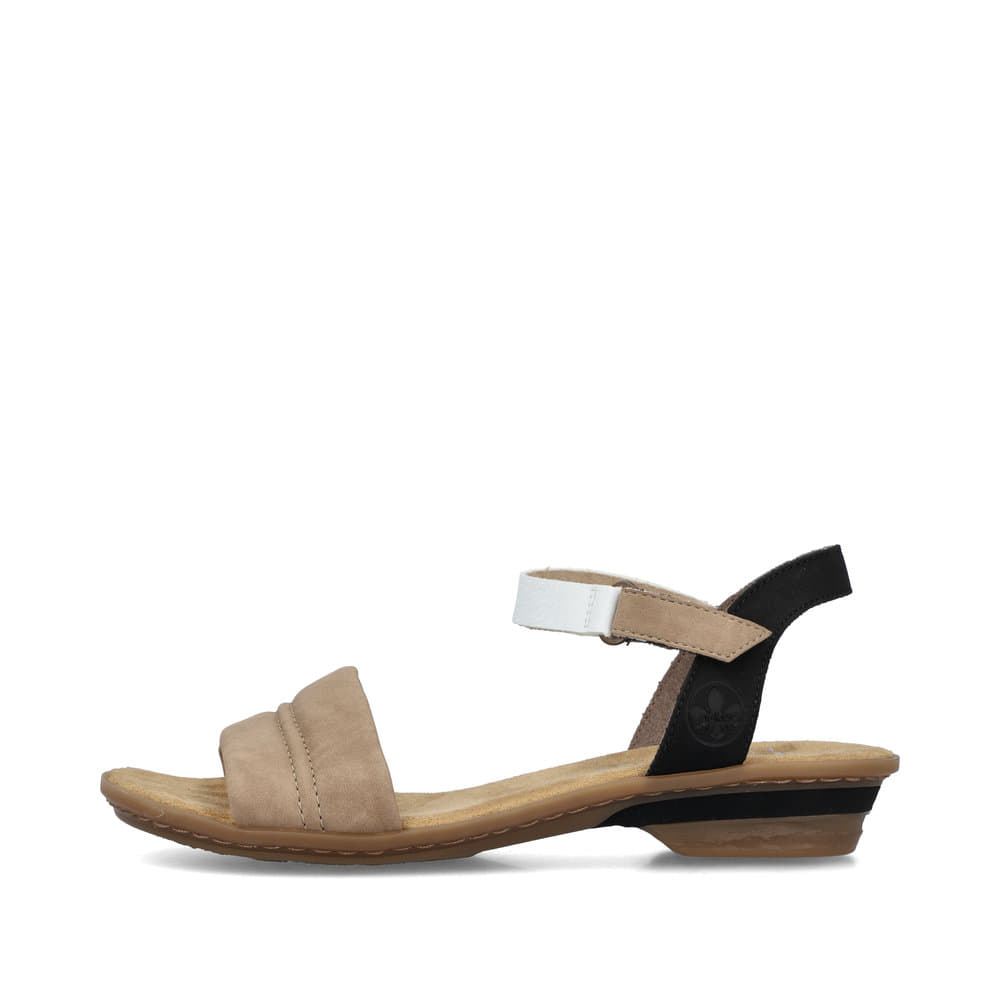 Rieker Women'ssand Beige And Black Strappy Sandals