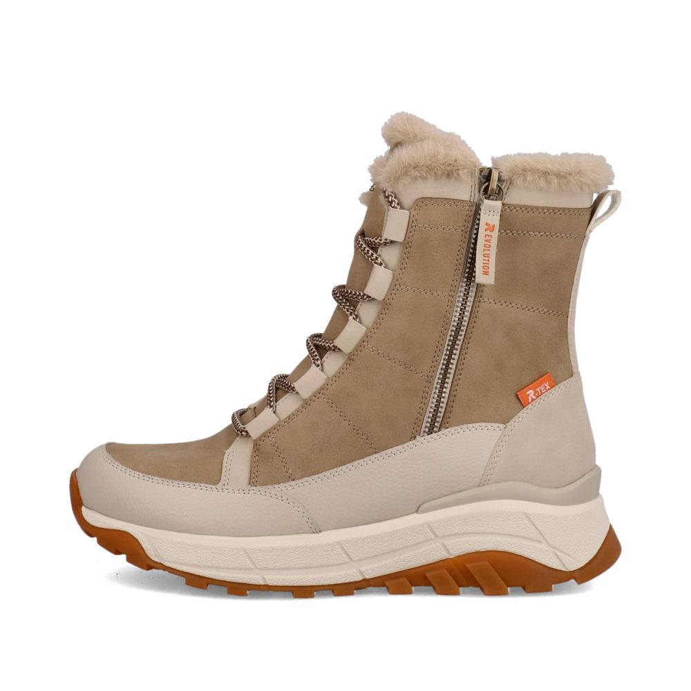 Rieker Evolution Women's Lace-Up Boots - Cream Beige