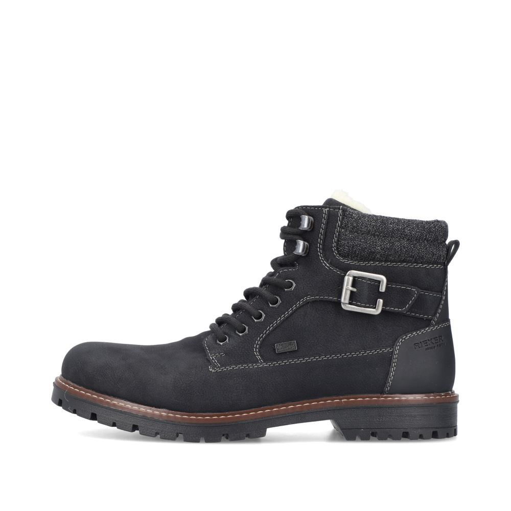 Rieker Men's Lace-Up Boots - Asphalt Black