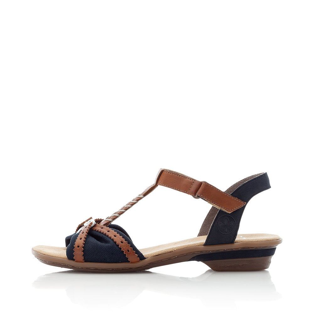 Rieker Women's Strappy Sandals - Sea Blue-Brown