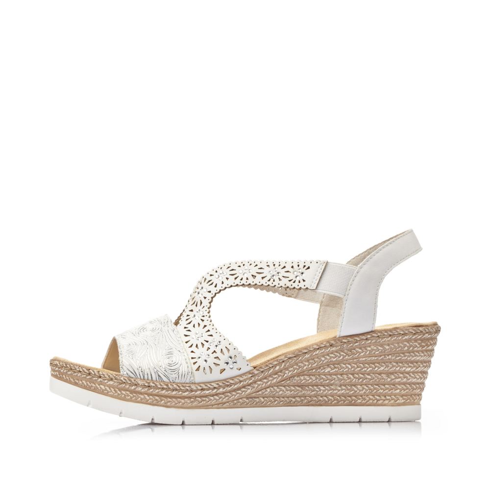 Rieker Women's Wedge Sandals - Off-White
