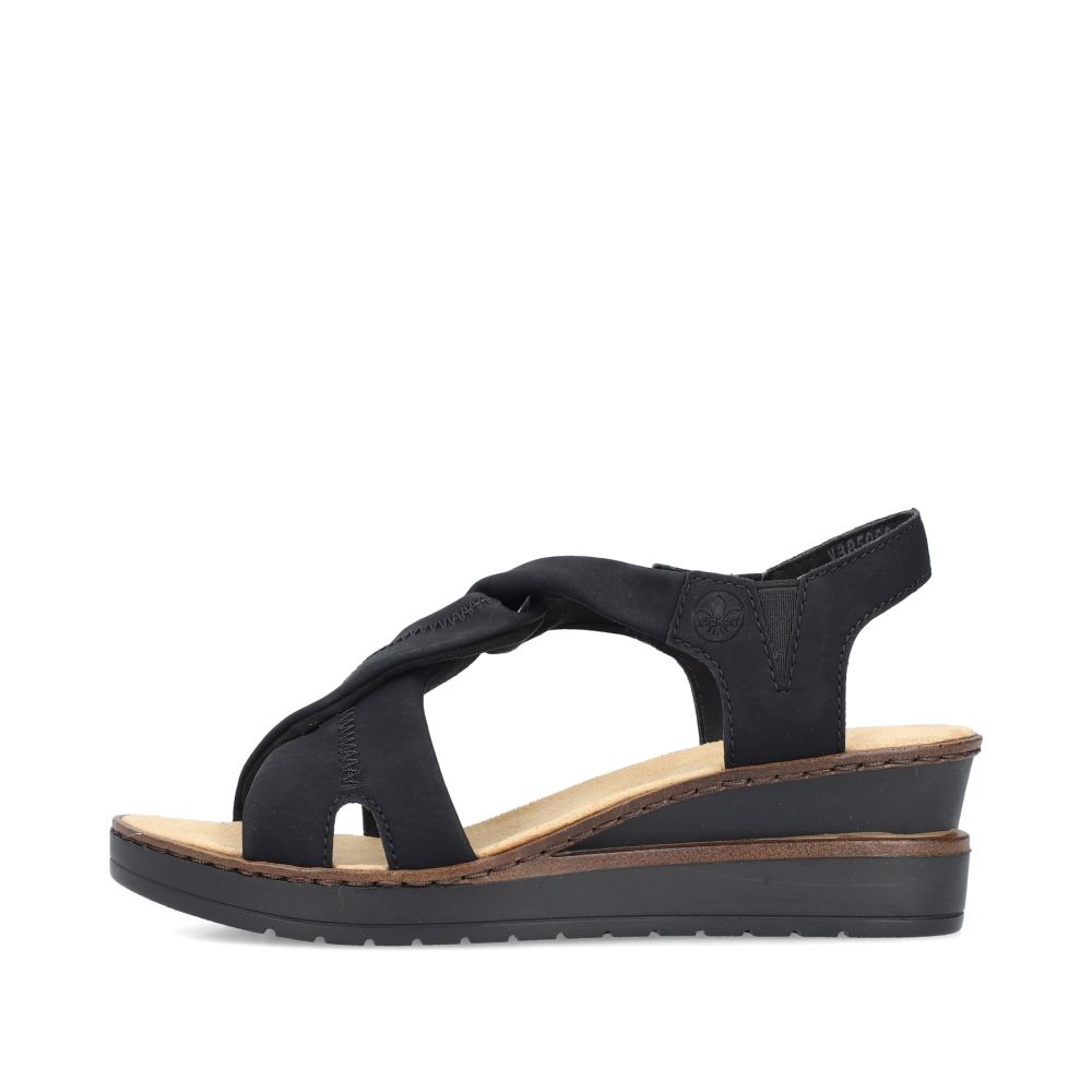 Rieker Women's Wedge Sandals - Deep Black