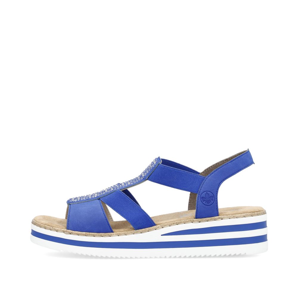 Rieker Women's Wedge Sandals - Royal Blue