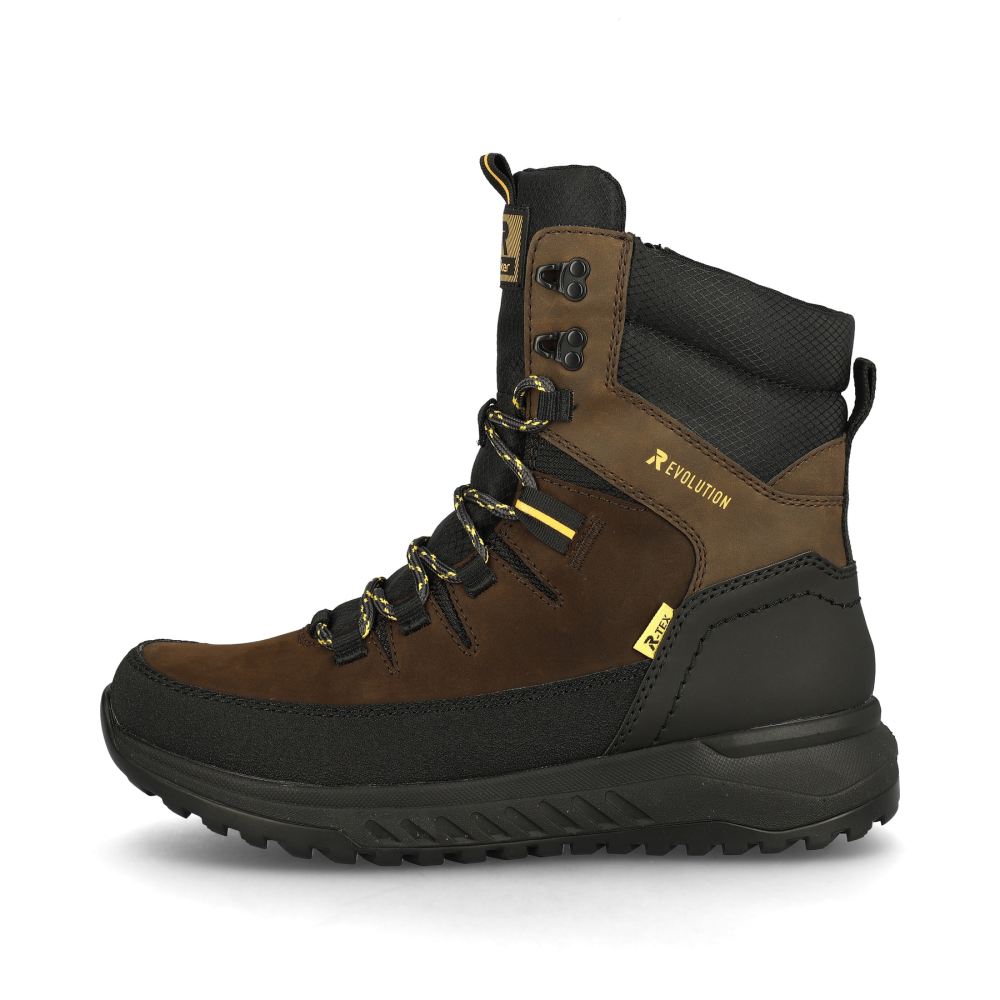 Rieker Evolution Men's Lace-Up Boots - Nut-Brown - Deep-Black