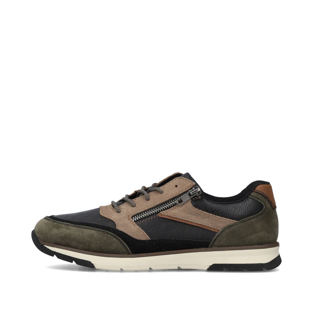 Rieker Men's Low-Top Sneakers - Black-Beige-Green