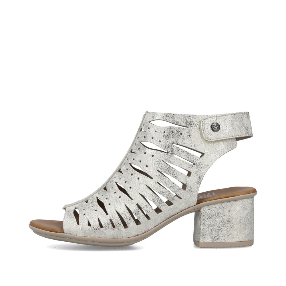 Rieker Women's Strappy Sandals - Silver Metallic