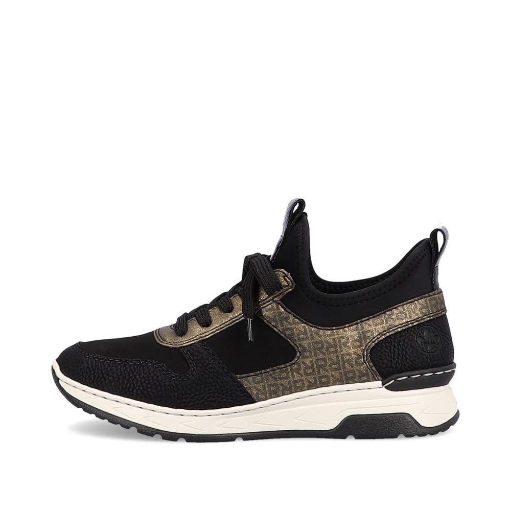 Rieker Women's Slippers - Deep Black-Khaki