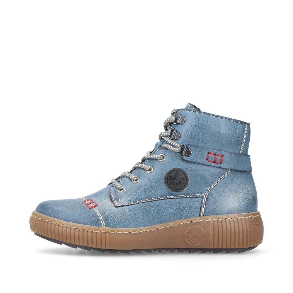 Rieker Women's Lace-Up Boots - Sky Blue
