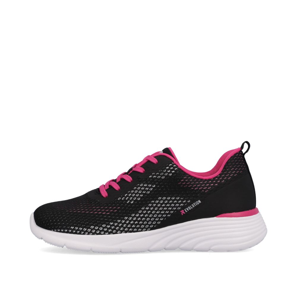 Rieker Evolution Women's Low-Top Sneakers - Urban Black - Flamingo Pink