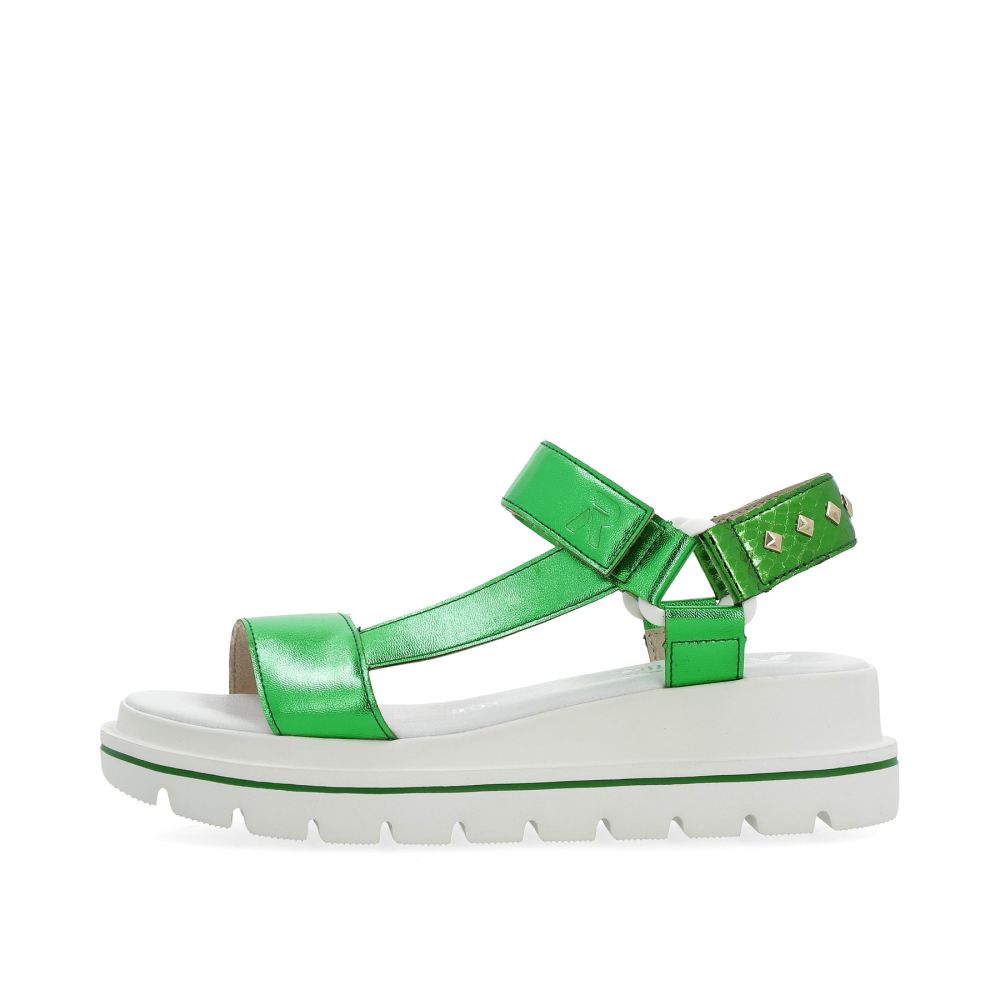 Rieker Evolution Women's Strappy Sandals - Emerald Green Metallic