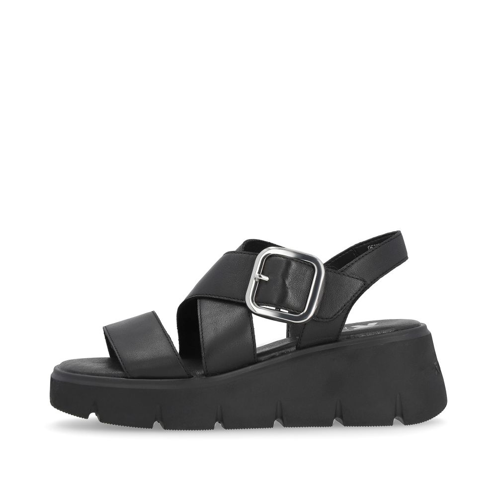 Rieker Evolution Women's Wedge Sandals - Black