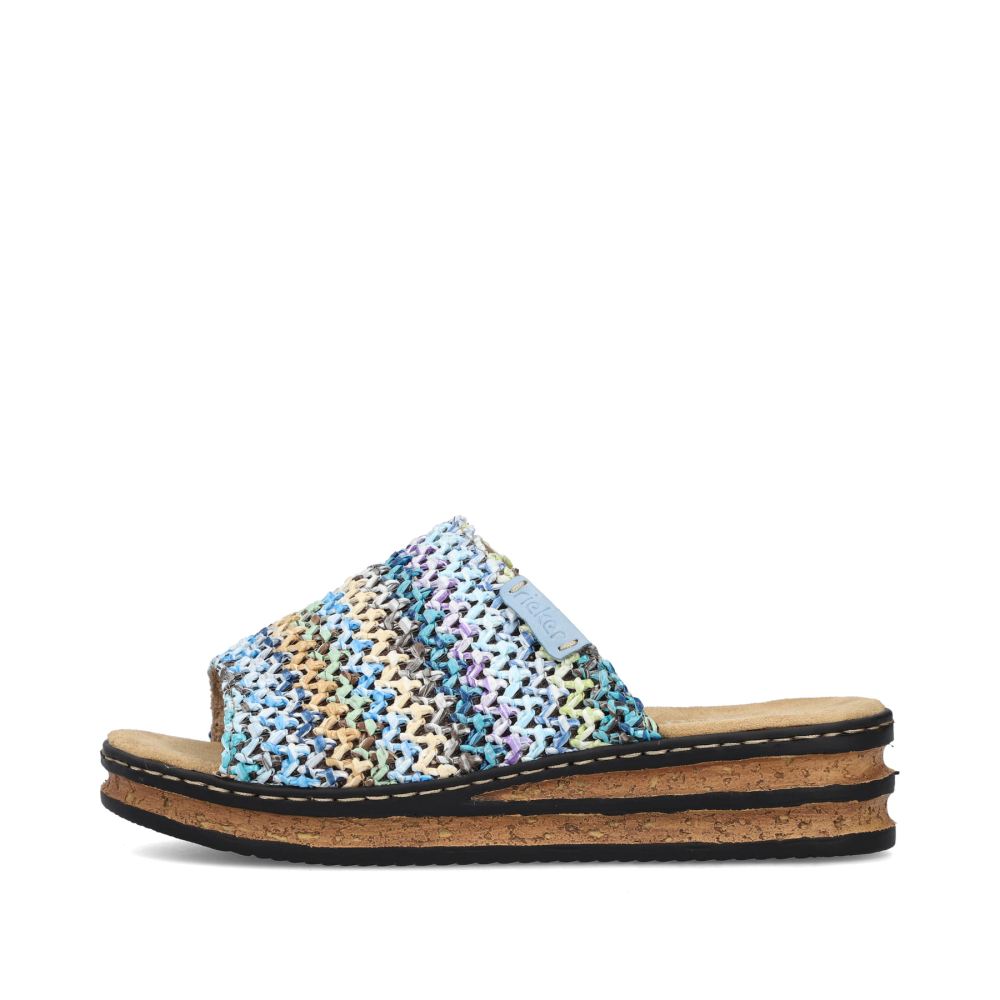 Rieker Women's Mulesmulti-Sky Blue