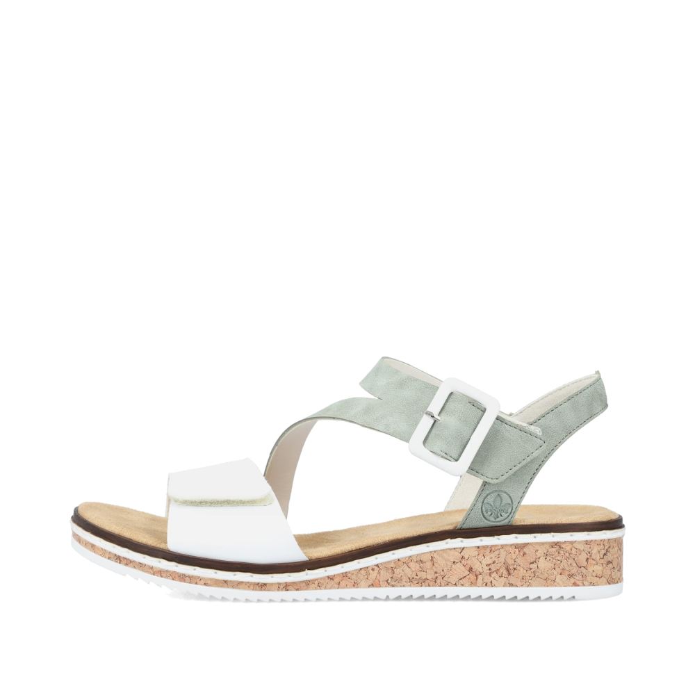 Rieker Women's Wedge Sandals Mint Green-Pearl White