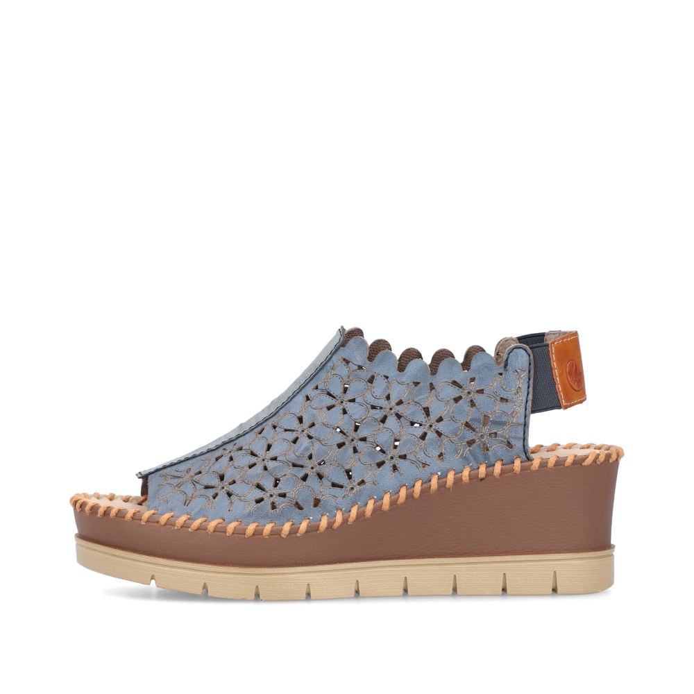 Rieker Women's Wedge Sandals - Slate Blue