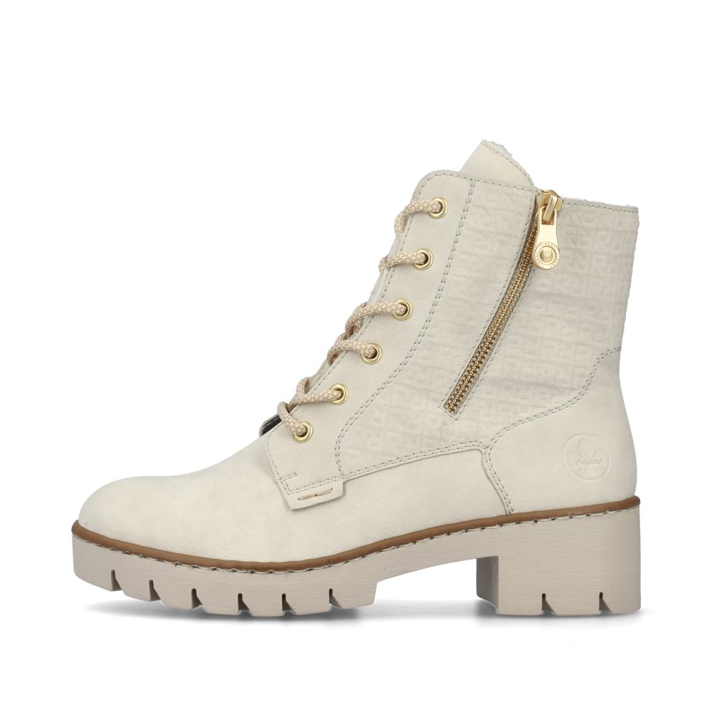 Rieker Women's Lace-Up Boots - Cream Beige