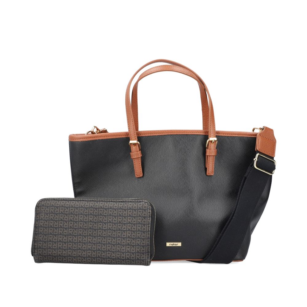 Rieker Women's Shopper Bag - Steel Black And Nougat Brown