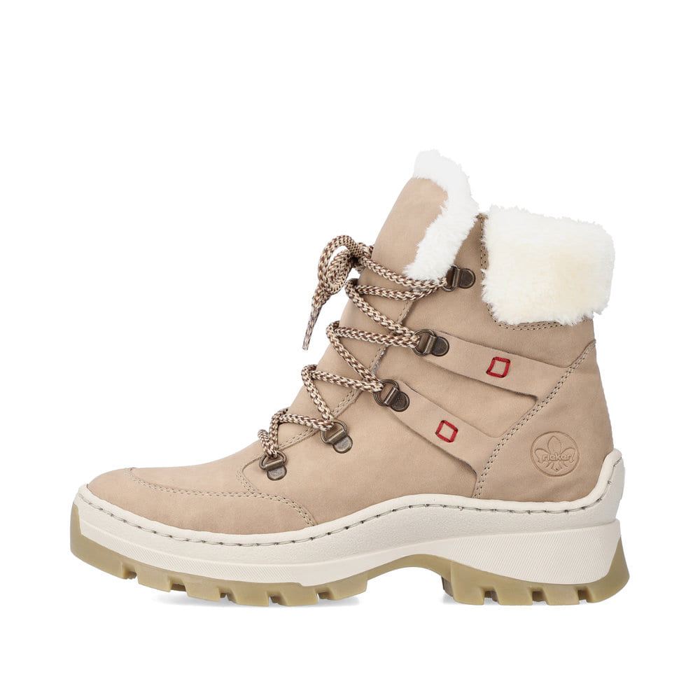 Rieker Women's Lace-Up Boots - Cream Beige
