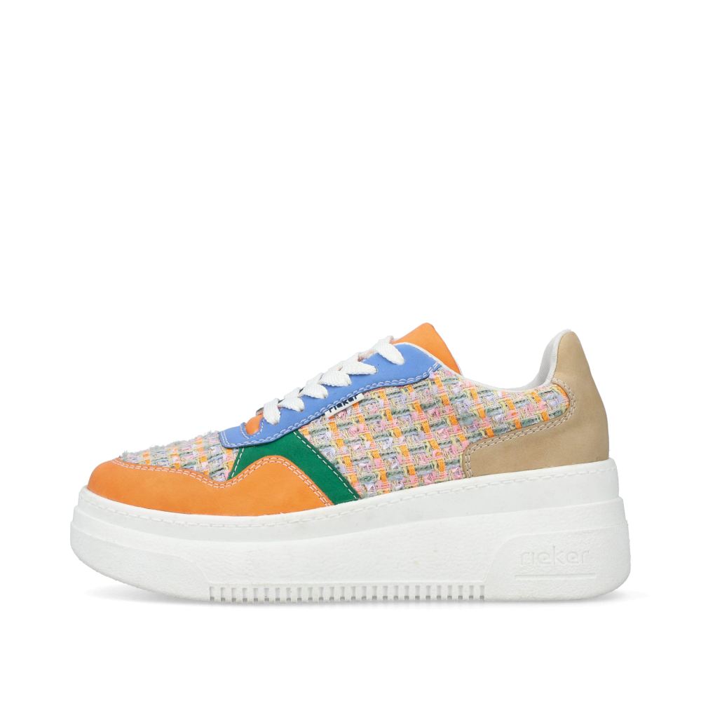 Rieker Women's Low Sneakers Multi-Orange-Emerald Green