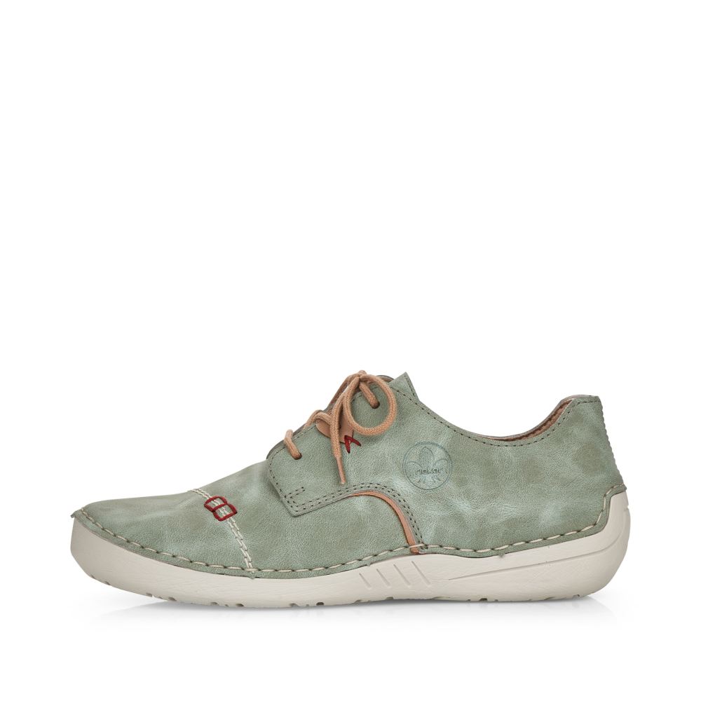 Rieker Women's Lace-Up Shoes - Green-Gray