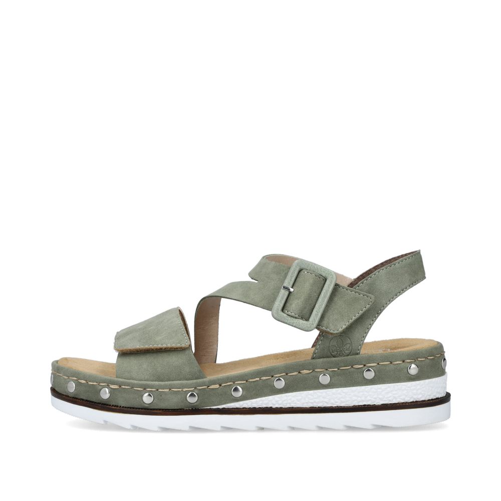 Rieker Women's Wedge Sandals - Green-Gray