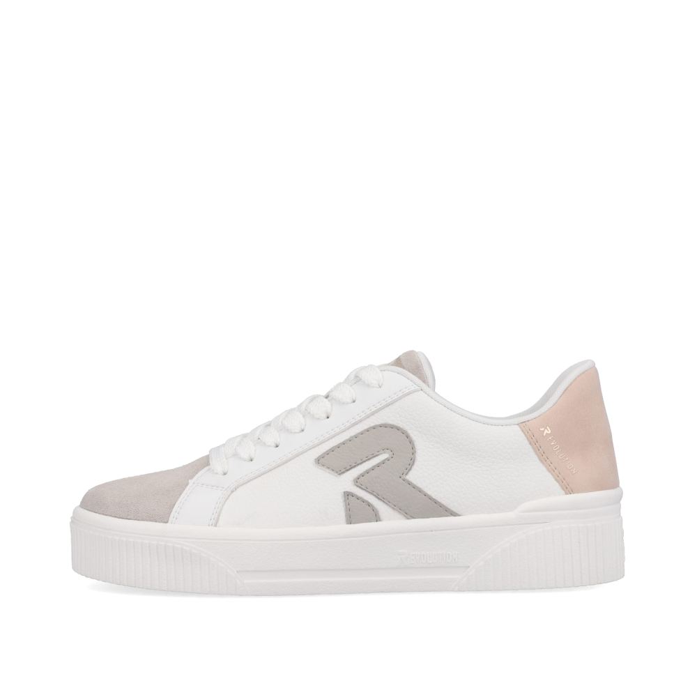 Rieker Evolution Women's Low-Top Sneakers - Vanilla-White - Stone-Grey
