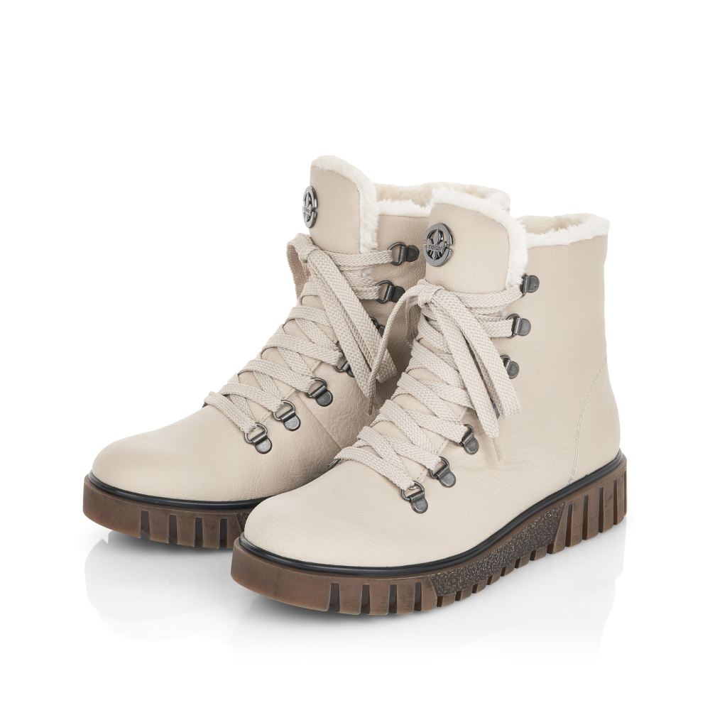 Rieker Women's Lace-Up Boots - Light Beige