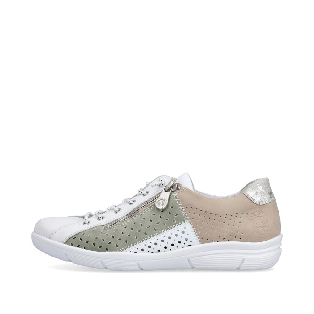 Rieker Women's Slipperspearl White-Mint Green-Beige