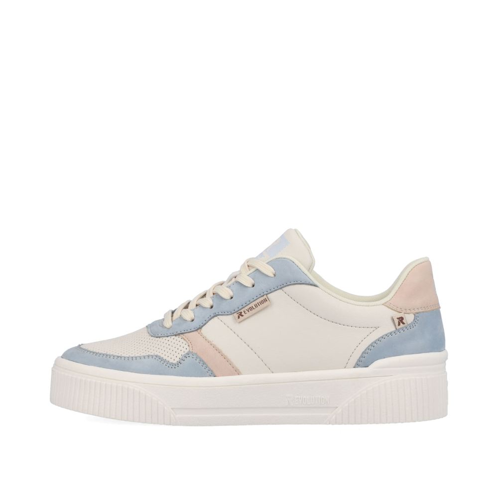 Rieker Evolution Women's Low Sneakers - Vanilla-Whitelight Blue