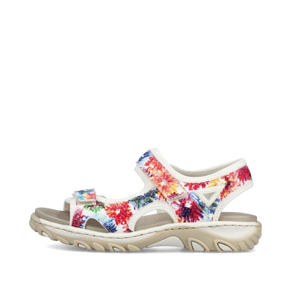 Rieker Women's Floral-Pure White Trekking Sandals