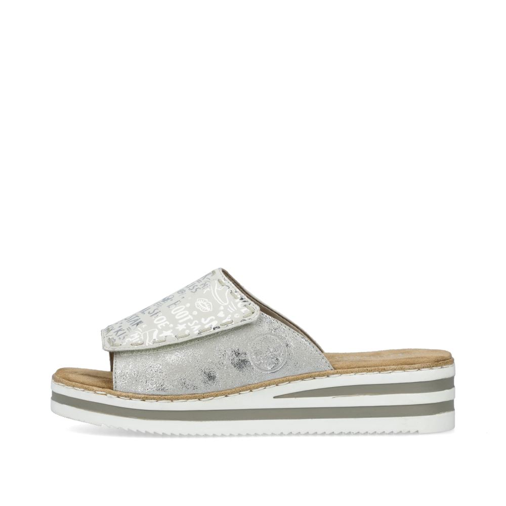 Rieker Women's Mules Silver Metallic