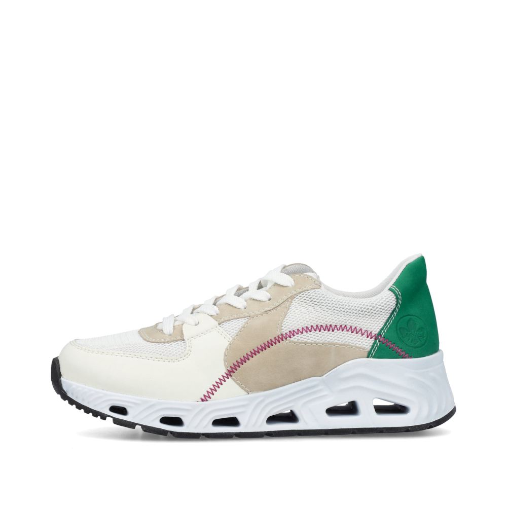 Rieker Women's Low Sneakers - Pearl White-Sand Beige