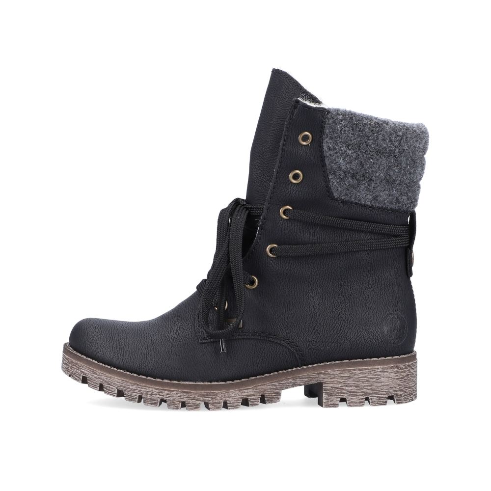 Rieker Women's Lace-Up Boots - Night Black