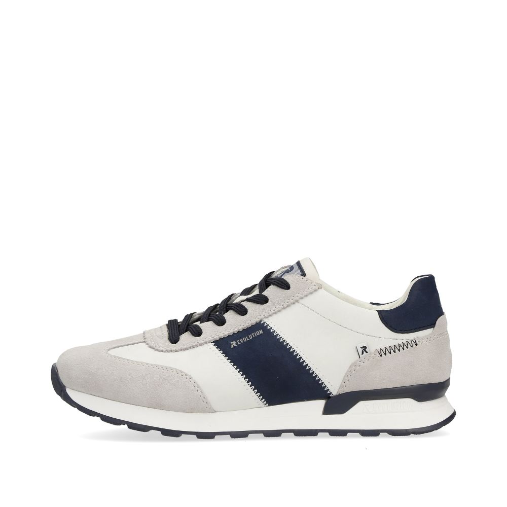 Rieker Evolution Men's Low-Top Sneakers - Stone Grey And Creamy White