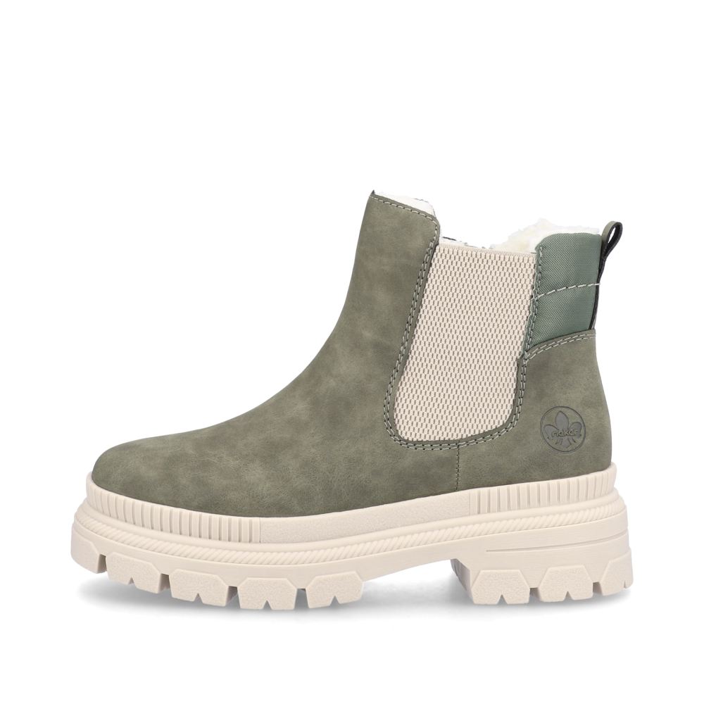 Rieker Women's Chelsea Boots Olive Green