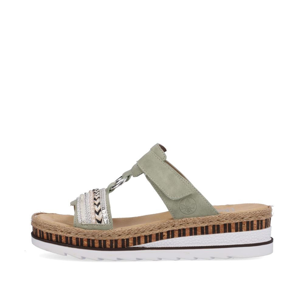 Rieker Women's Mules - Green-Gray