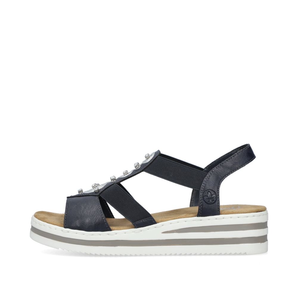 Rieker Women's Wedge Sandals Navy Blue