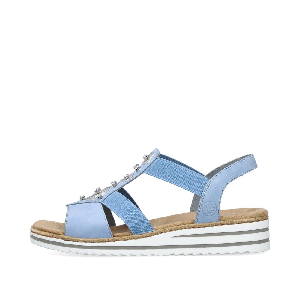 Rieker Women's Wedge Sandals Sky Blue-Light Beige