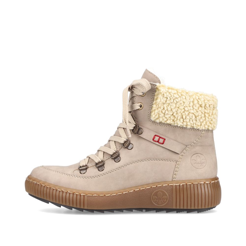 Rieker Women's Lace-Up Boots - Cream Beige