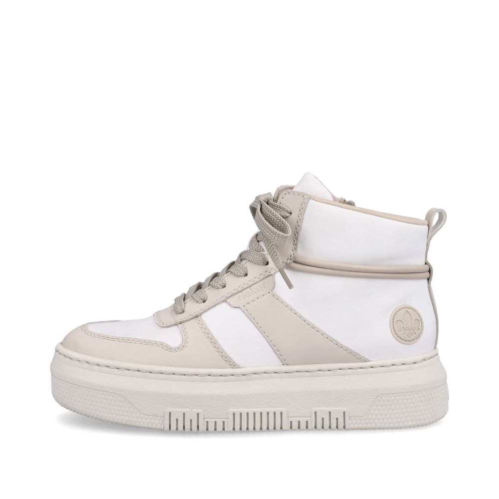Rieker Women's High-Top Sneakers - Swan White-Beige
