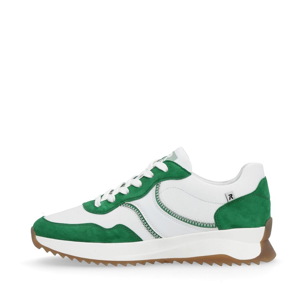 Rieker Evolution Women's Low-Top Sneakers - Clear-White And Emerald-Green