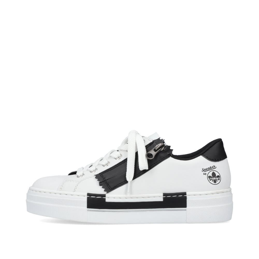 Rieker Women's Low-Top Sneakers - Lily White-Night Black