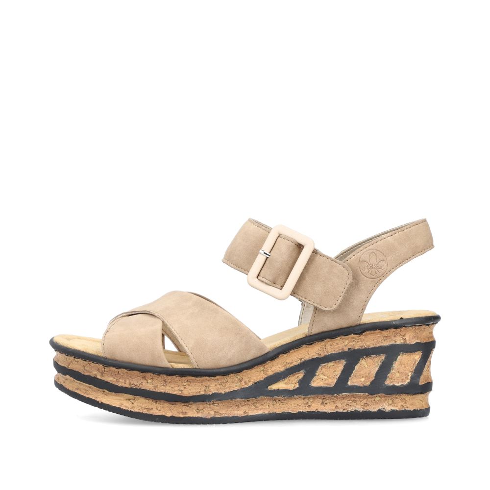 Rieker Women's Wedge Sandals Sand Beige
