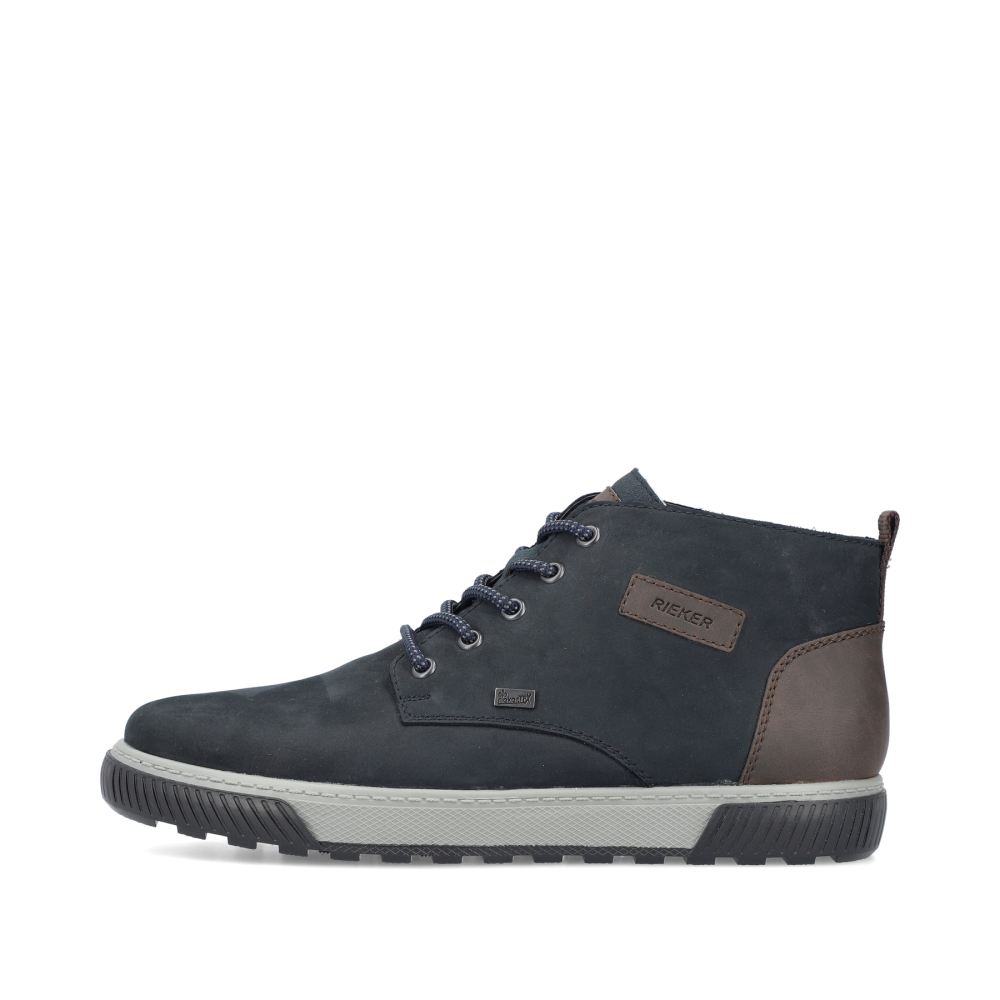 Rieker Men's Lace-Up Boots - Dark Blue-Gray